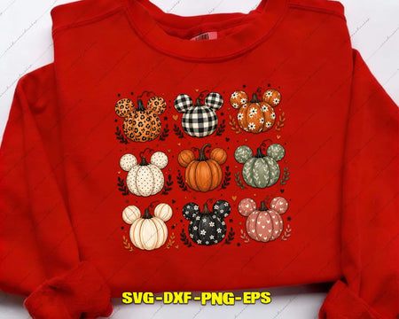 Preppy Fall Mouse Pumpkin PNG Hand-Painted Sublimation