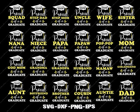 Proud Graduate Family 2026 SVG Bundle Graduation Cut Files