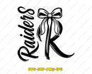 Raiders Mascot School Spirit Pearl Bow Design SVG PNG