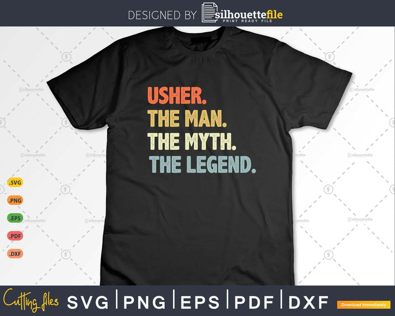 Retro Style Usher Gift The Man Myth Legend