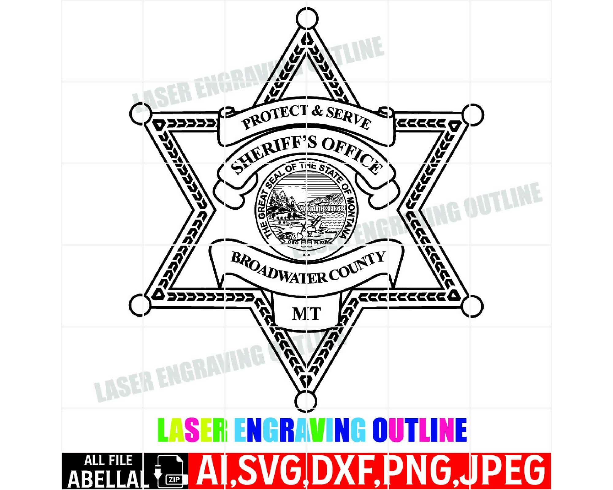 Sheriff's Office Protect & Serve Badge Laser Cut Designs | Silhouettefile