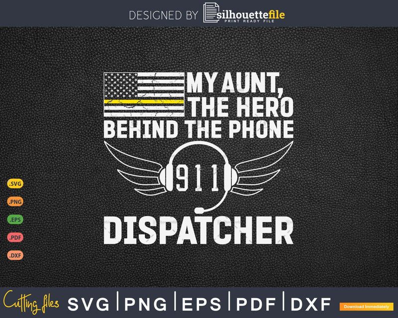 Thin Gold Line American Flag My Aunt 911 Dispatcher Svg