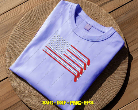 US Flag Hockey Stick Patriotic American Player Svg Png Files