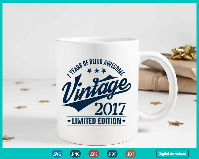 Vintage 2017 limited Edition 7 Year old gifts 7th Birthday