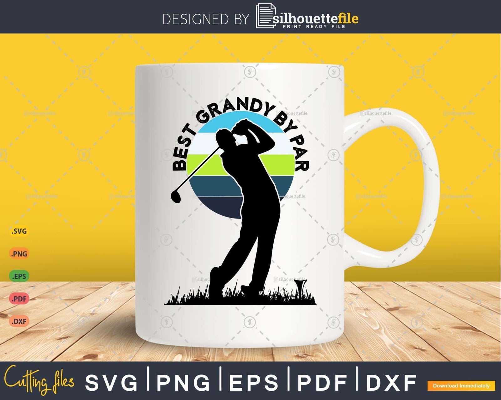 Vintage Best Grandy By Par Golfer Sports Svg Cut Files | Silhouettefile