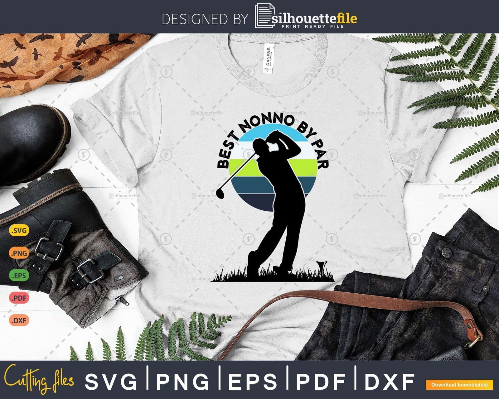 Vintage Best Nonno By Par Golfer Sports Svg Cut Files | Silhouettefile