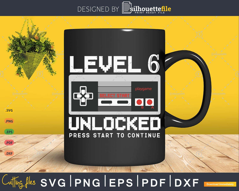 Vintage Level 6 Unlocked Shirt Funny Video Gamer Svg Png