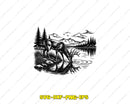Whitetail Deer Lake Scene Laser SVG Cut File
