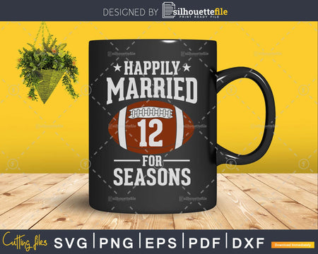 12 Years Wedding Anniversary Football Couple svg dxf png