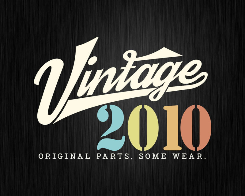 12th Birthday Vintage 2010 Original Parts Svg Png T-shirt