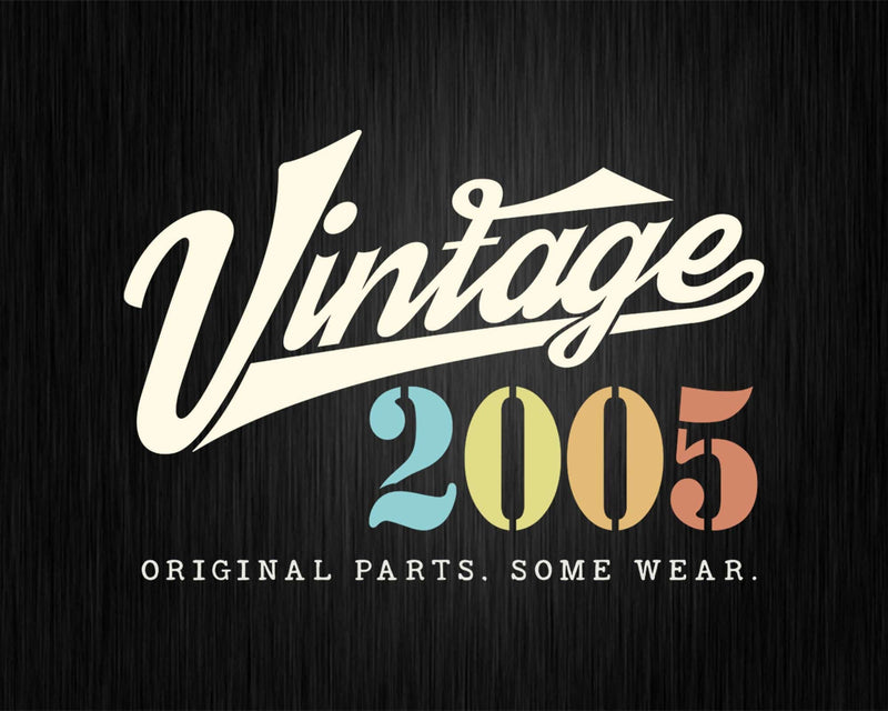 17th Birthday Vintage 2005 Original Parts Svg Png T-shirt