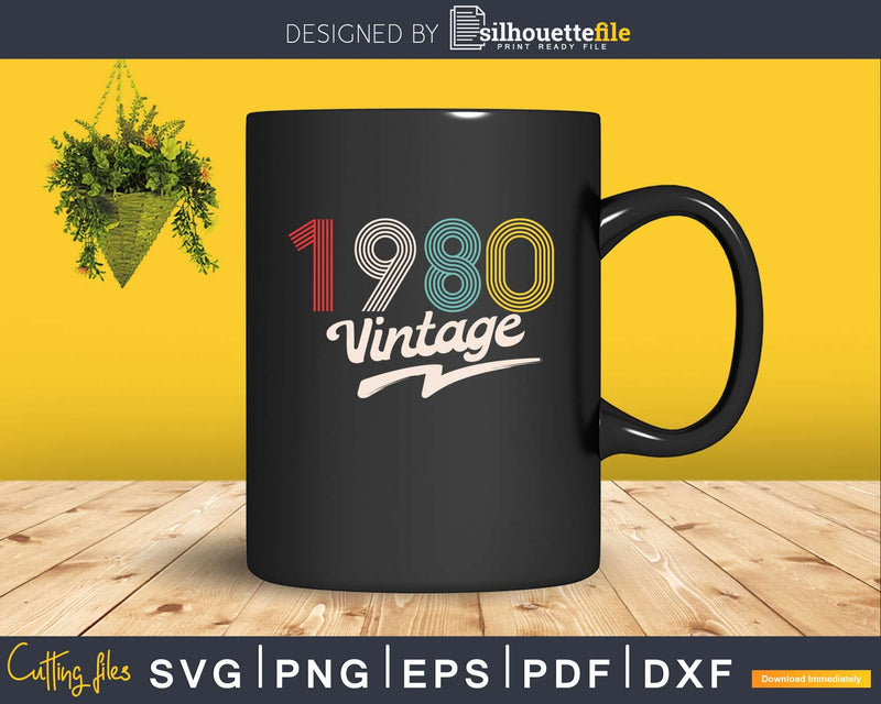 1980 birthday 41st Vintage retro style svg pdf png shirt