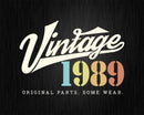 33rd Birthday Vintage 1989 Original Parts Svg Png T-shirt