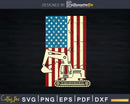 4th of July American Flag Construction Backhoe Excavator