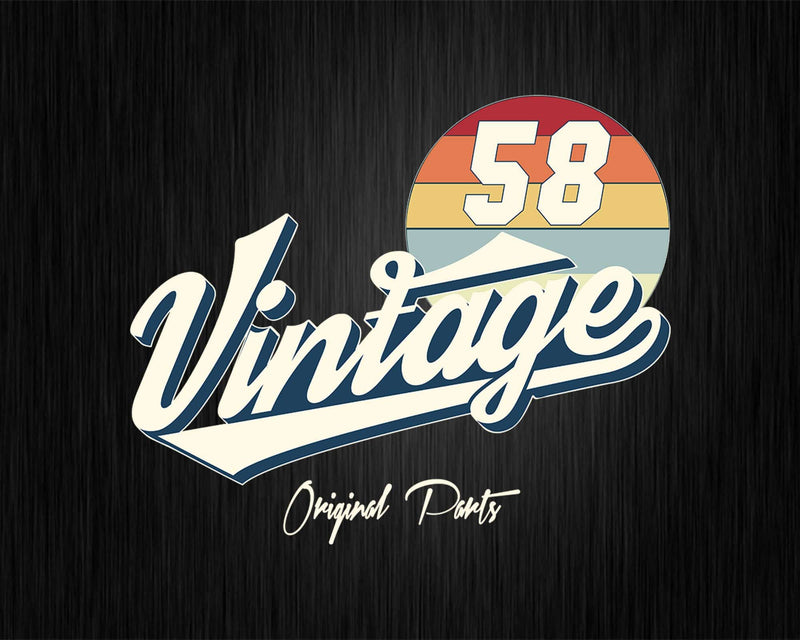64th Birthday Retro 1958 Original Parts Svg Png Cricut Files