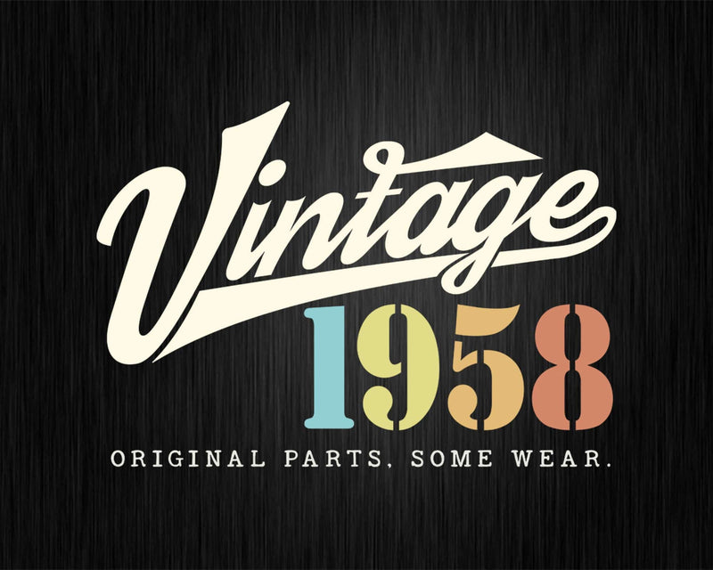64th Birthday Vintage 1958 Original Parts Svg Png T-shirt