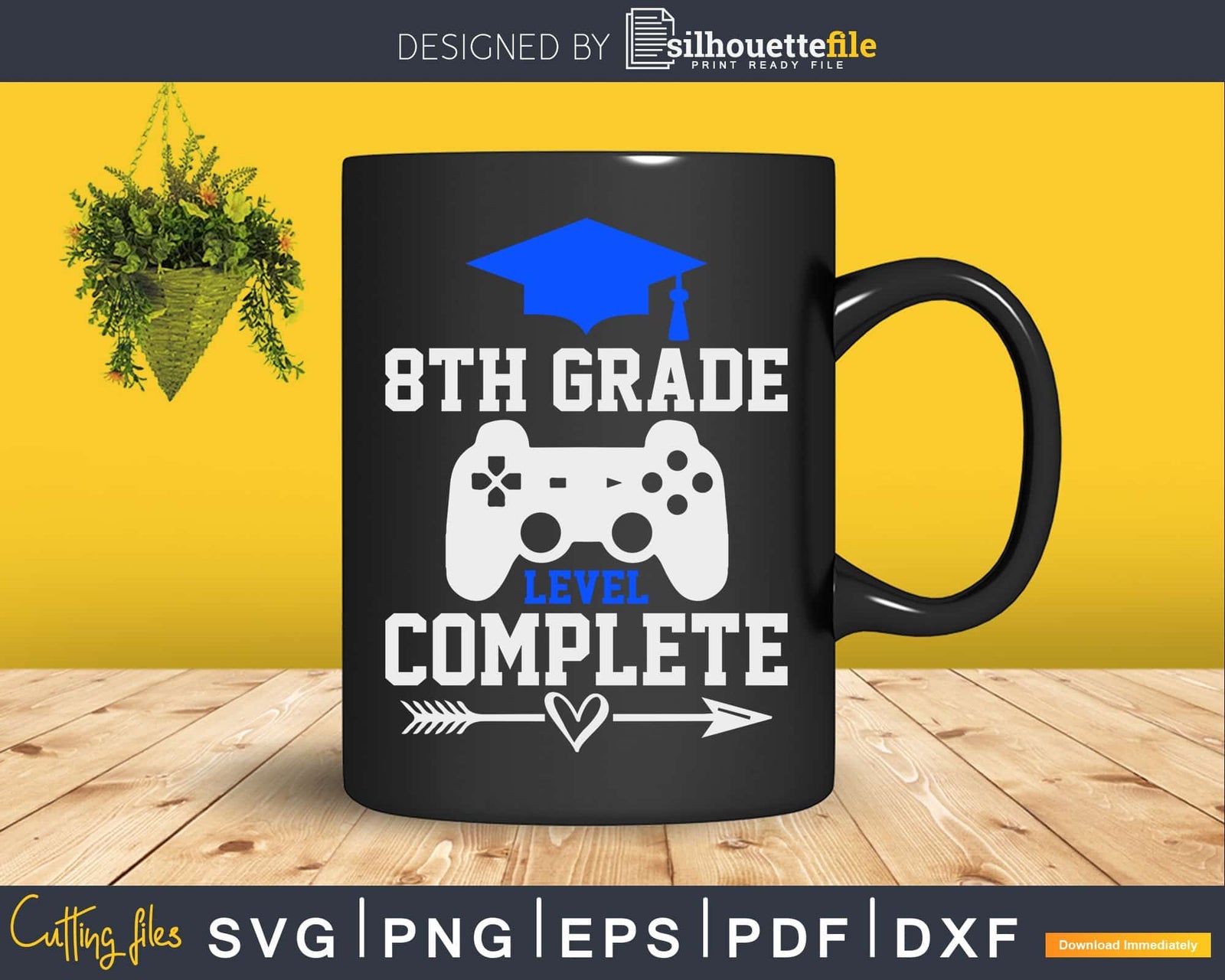 8th Grade Level Complete Gamer Class Of 2021 Graduation Svg Png File ...