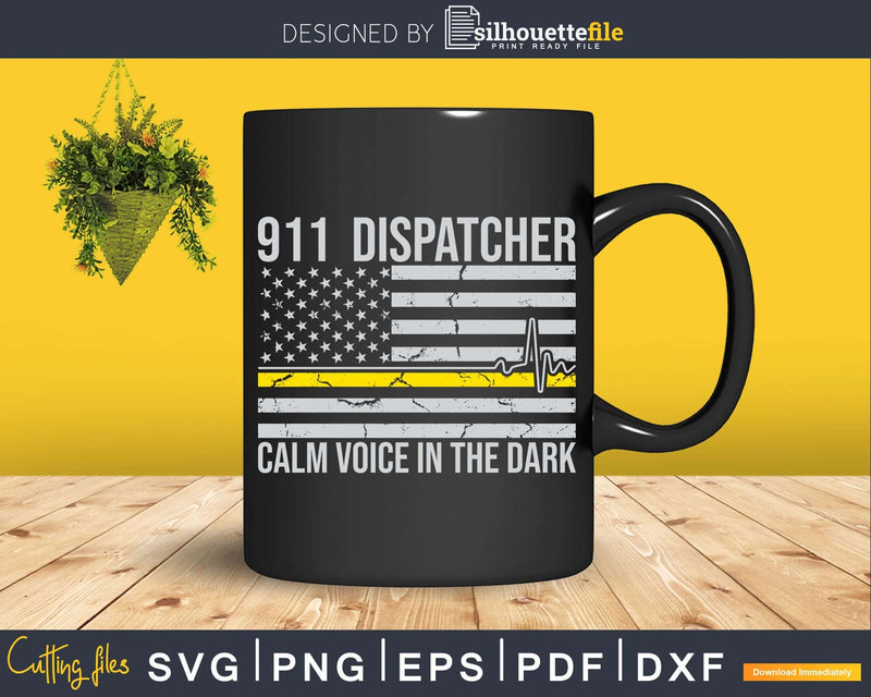 911 Dispatcher Calm Voice In The Dark USA Gold Line Flag