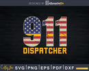 911 Dispatcher Patriotic USA Flag Thin Gold Line Svg