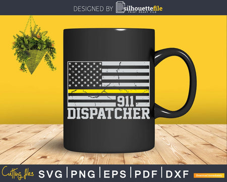 911 Dispatcher Thin Gold Line Flag Svg T-shirt Design