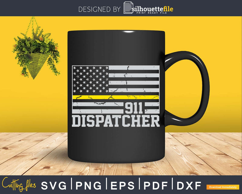 911 Dispatcher Thin Gold Line Flag Svg T-shirt Design