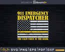 911 Dispatcher Thin Gold Line Yellow Flag Svg T-shirt Design