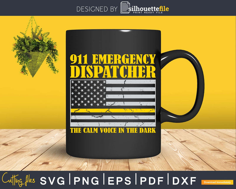 911 Dispatcher Thin Gold Line Yellow Flag Svg T-shirt Design