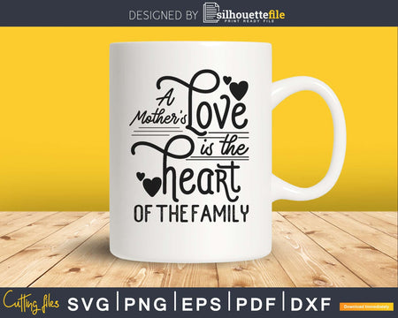 A Mother’s Love is the Heart of Family Svg Mom Day