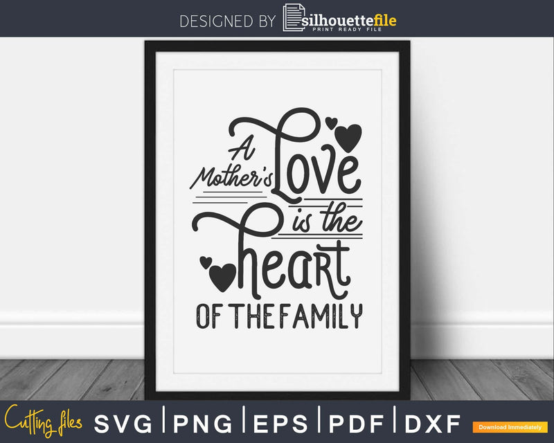 A Mother’s Love is the Heart of Family Svg Mom Day