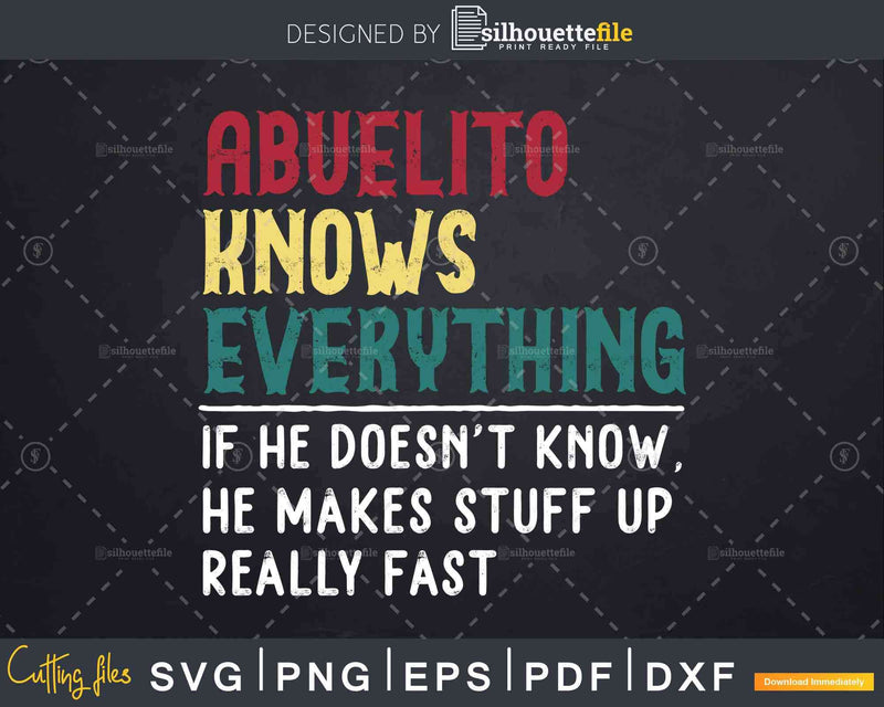 Abuelito Knows Everything Funny Fathers Day Svg Dxf Eps