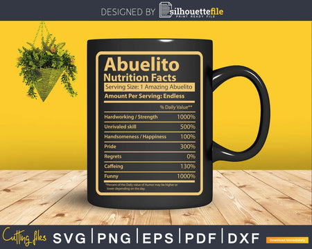 Abuelito Nutrition Facts Father’s Day Gift Svg Dxf
