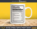 Abuelo Nutrition Facts Funny Fathers Day Svg Diy Tshirt