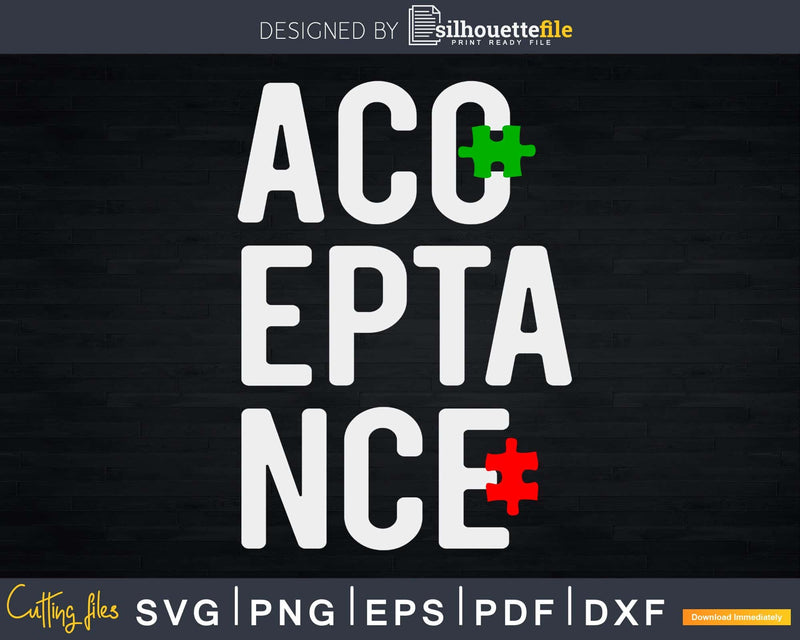 Acceptance Autism Awareness Day Svg Dxg Png Design Files