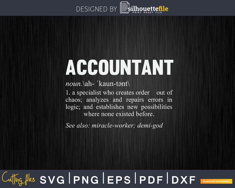 Accountant Definition Funny Bookkeeper Gag Svg Png Cricut