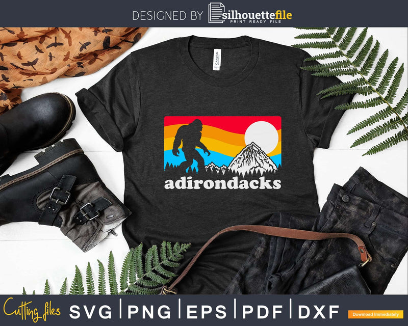 Adirondacks Retro Bigfoot New York Mountains Svg Designs