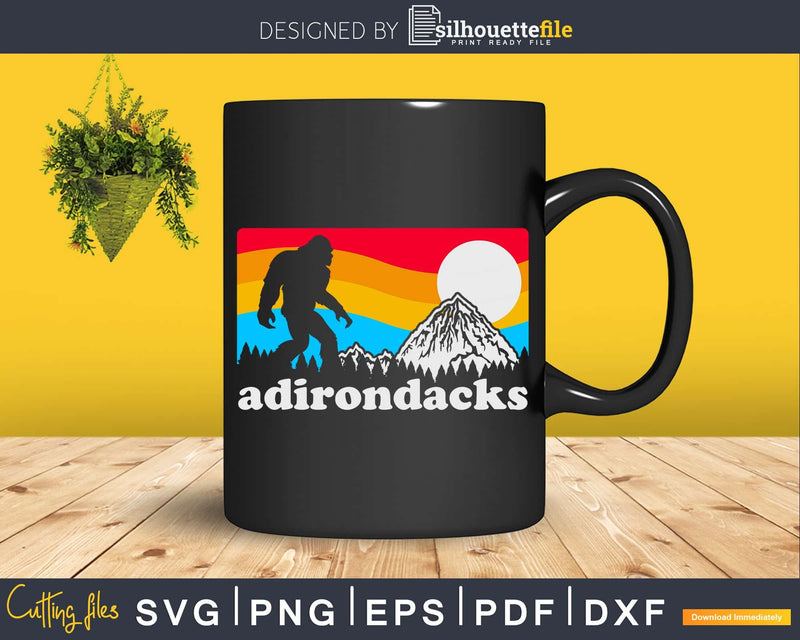 Adirondacks Retro Bigfoot New York Mountains Svg Designs