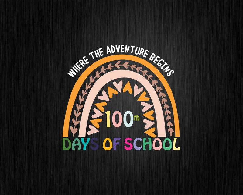 Adventure Begins 100th Day Of School Rainbow Svg Editable