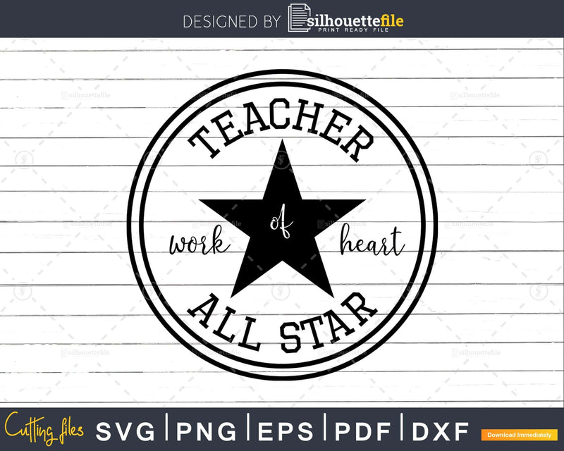 All Star Teacher SVG File Silhouette Cricut Vinyl Cut