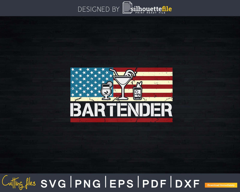American Flag Bartending Bar Working Bartender Png Dxf Svg