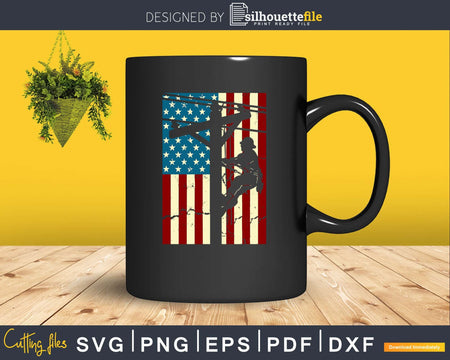 American Flag Electric Cable Lineman SVG PNG craft cutting