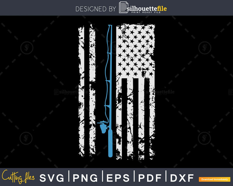 American Flag Fishing svg design printable cut files