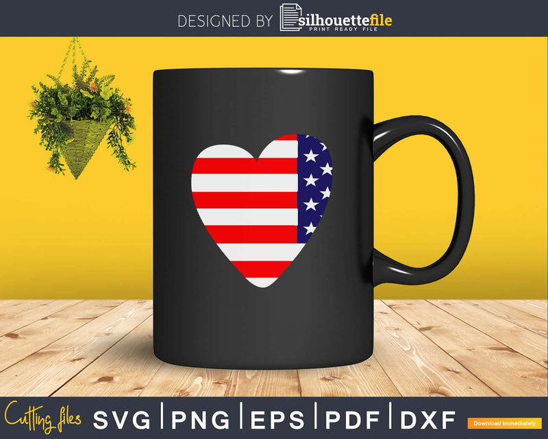 American Flag Heart SVG PNG cricut print-ready file