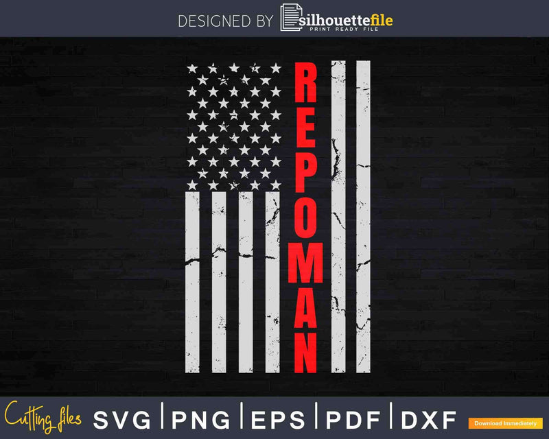 American Flag Repoman Tow Truck Driver Svg Dxf Png Cutting