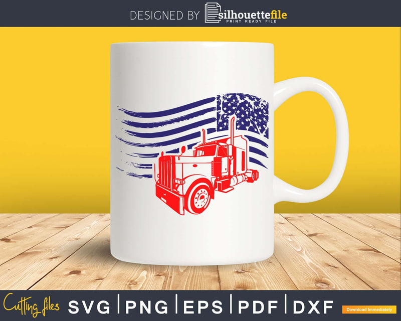 American Flag Truck SVG Cricut PNG file