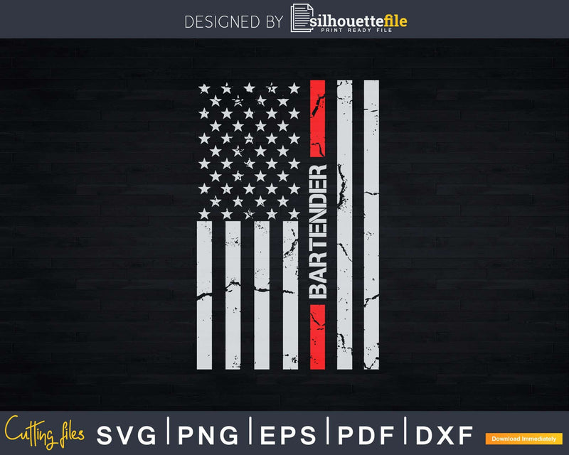 American Flag with Bartender Png Dxf Svg Cut Files For