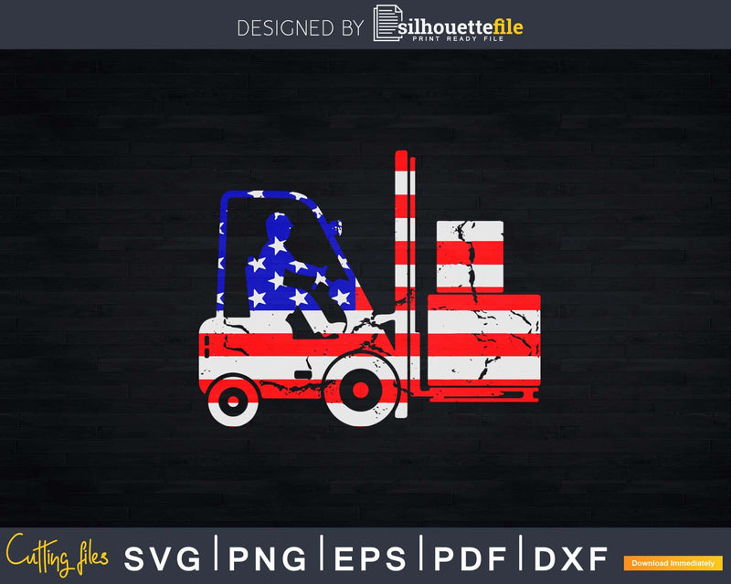 American Forklift Driver USA Flag Svg Cricut Cut Files