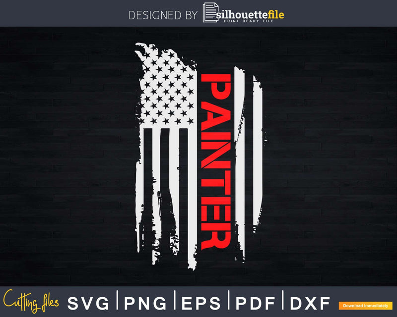 American Painter Proud USA Flag Svg Dxf Png Cut Files