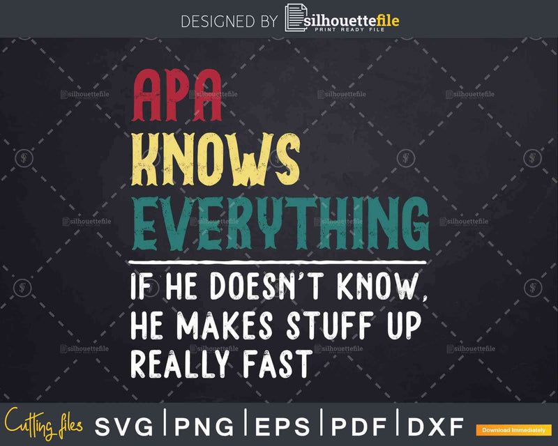 Apa Knows Everything Funny Fathers Day Svg Dxf Eps Cricut