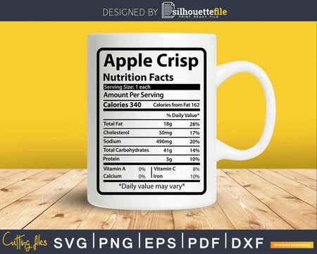 Apple Crisp Nutrition Fact Funny Thanksgiving Christmas Svg