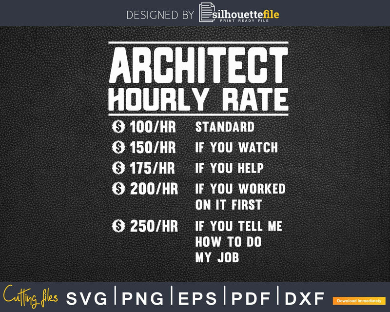 Architect Hourly Rate Funny Svg Png Cricut Files